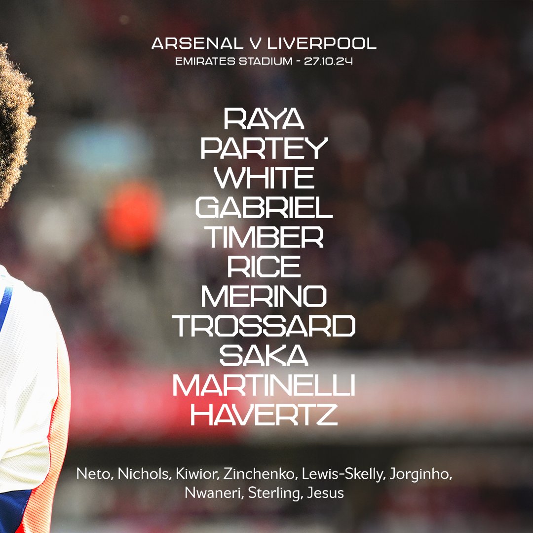 阿森纳vs利物浦首发:努涅斯PK哈弗茨 萨卡、萨拉赫出战